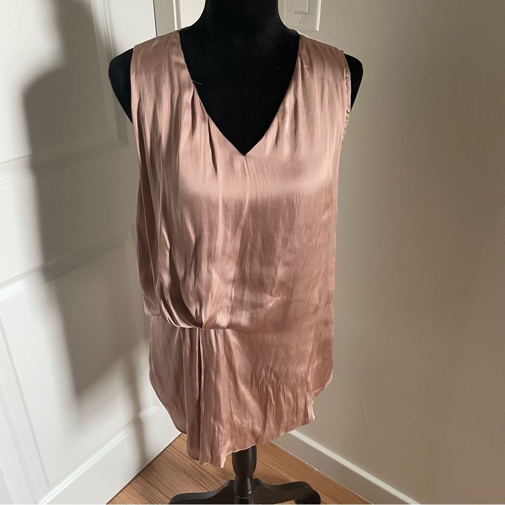 Anthropologie Dolan Left Coast Collection Tan Gray Polyester Rayon Tank EUC Sz S